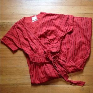 Urban Outfitters Gabrielle Linen Midi Wrap Dress